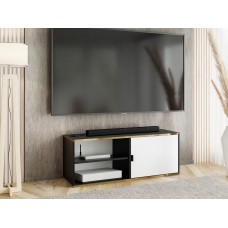 Atvērts TV galdiņš ar zelta malu LUNO 2, Melns/Balts